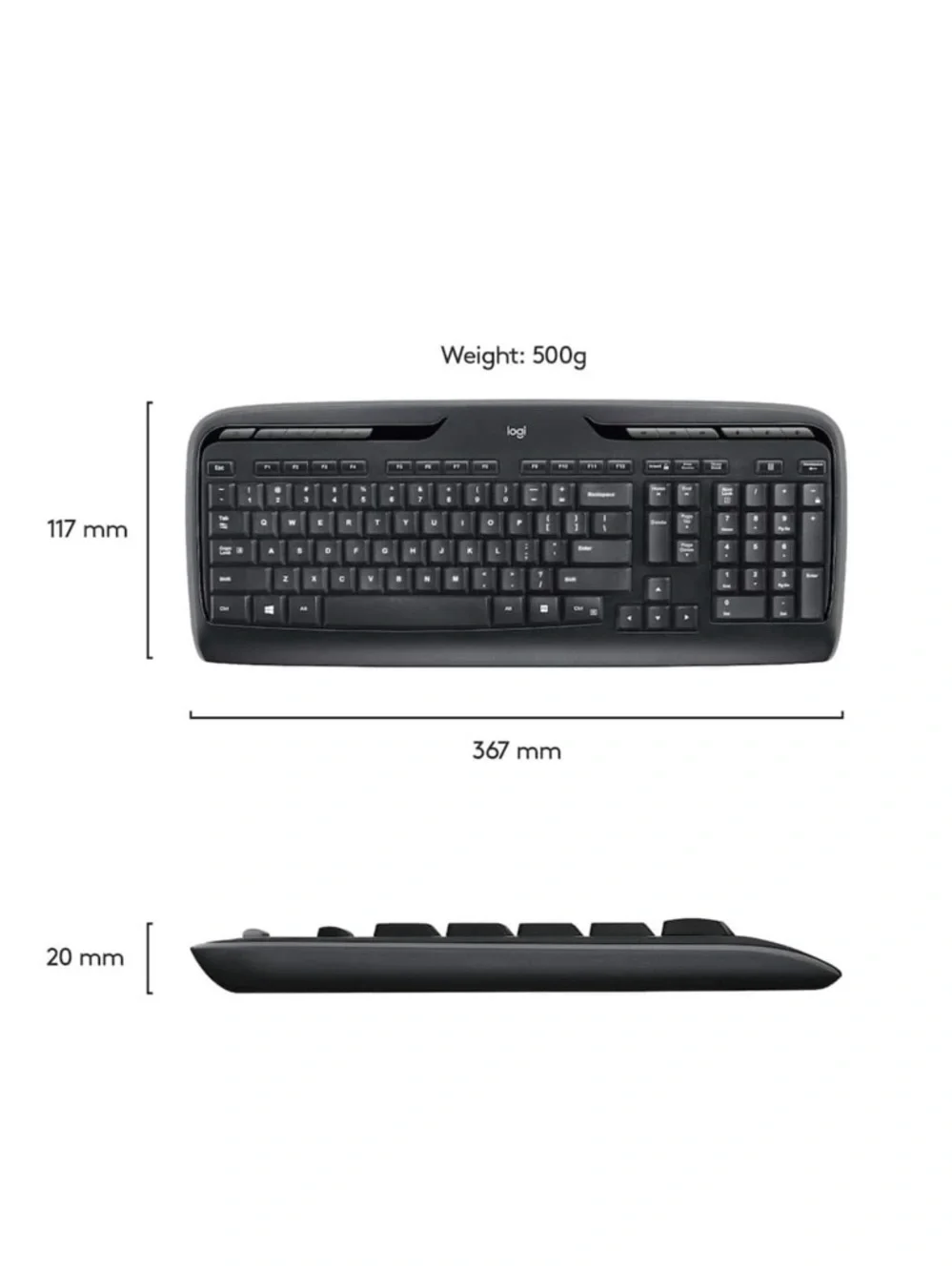 Logitech Black Wireless Keyboard and Mouse Set MK320 Deep Sculpted Keys NIB!